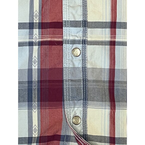 Stetson Mens 3XL Plaid Button-Up Shirt Red/Blue Cotton Casual Western Style - Picture 7 of 8
